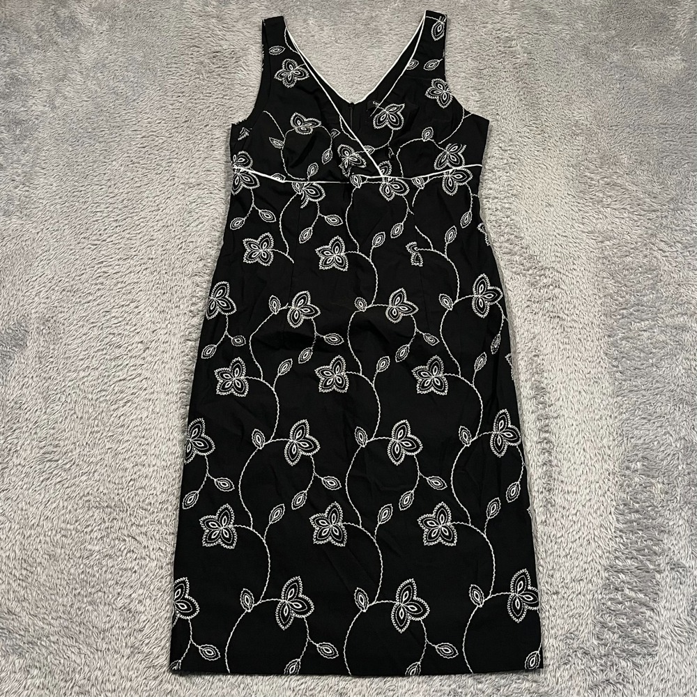 Karen Kane Lifestyle Floral Embroidered Dress Women 10 Black White Sleeveless